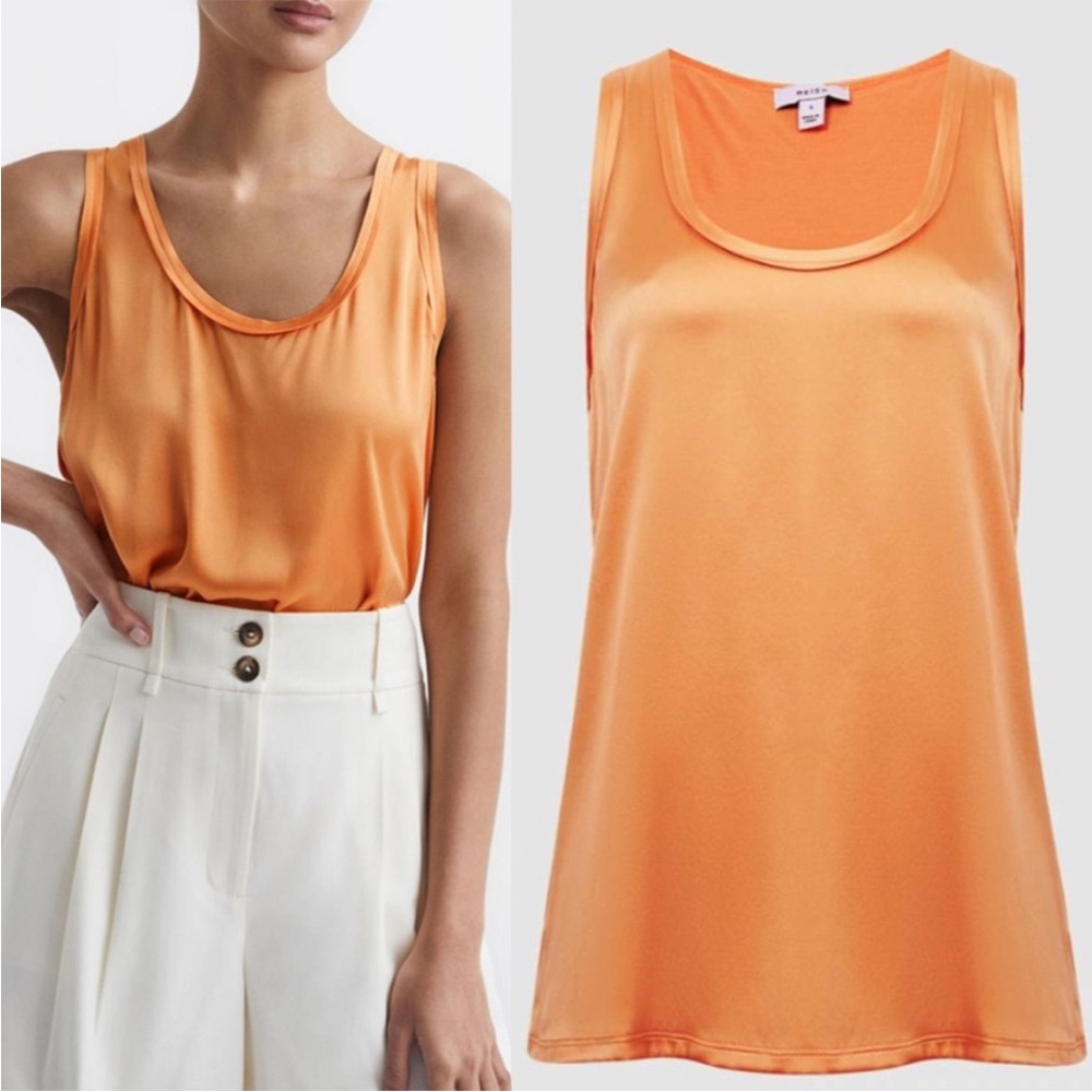 NWT REISS Orange Riley Silk Tank Top Size XS Women’s